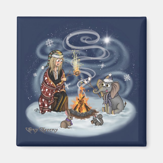 Père Noël Chris et Wilbur Fireside Friends Magnet (Devant)