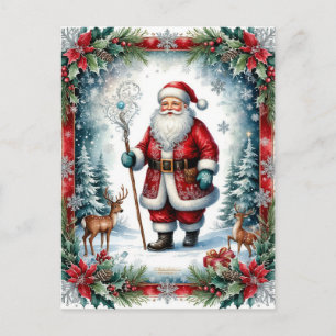 Père Noël classique avec carte de Noël de bâton 