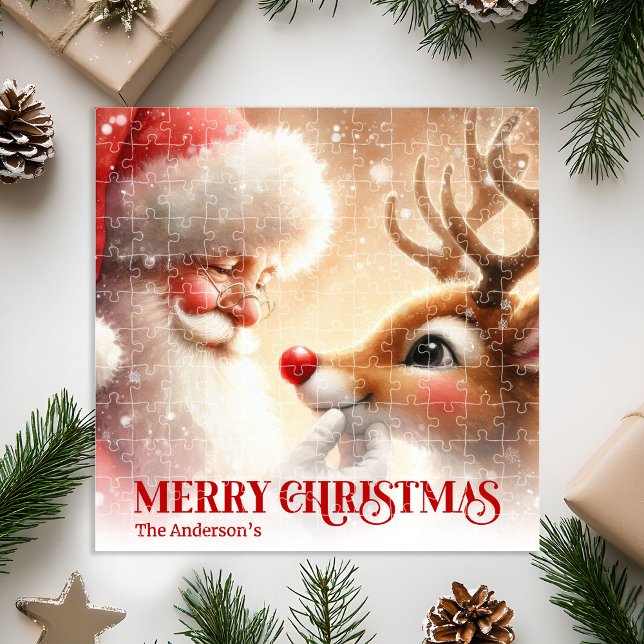 Père Noël classique avec Rudolph Puzzle Festif   (Classic Santa Claus with Rudolph Festive Jigsaw Puzzle)