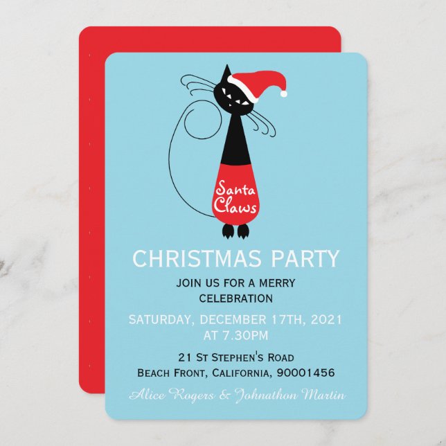 Père Noël Claws Christmas Party Invitation (Devant / Derrière)