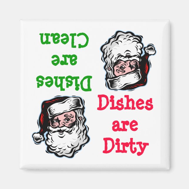 Père Noël Clean Dirty Lave-vaisselle Magnet (Devant)