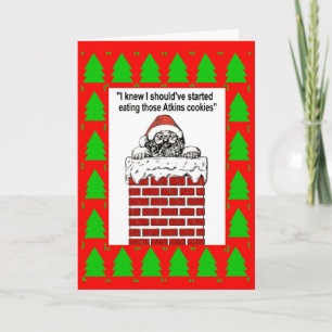Père Noël Coincée Dans Une Carte De Voeux Chimney