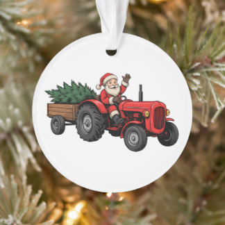 Père Noël conduisant un tracteur Ferme de Noël Wag