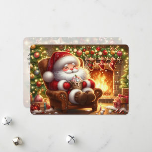 Père Noël confortable au coin de la cheminée Carte