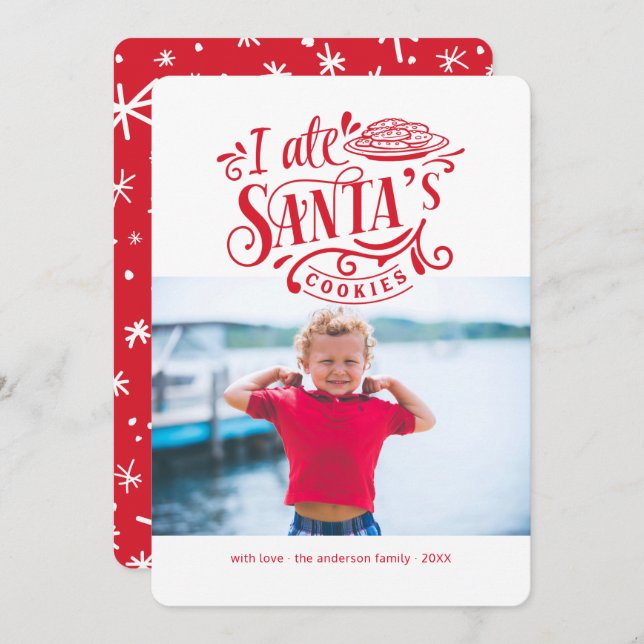 Père Noël Cookies Fête Noël Drôle Carte photo (Devant / Derrière)