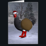 Père Noël coq noir<br><div class="desc">le père noël a reçu une poule mignonne comme aide cette année - joyeusement dashing avec des bottes rouges et casquette à travers la neige en hiver</div>