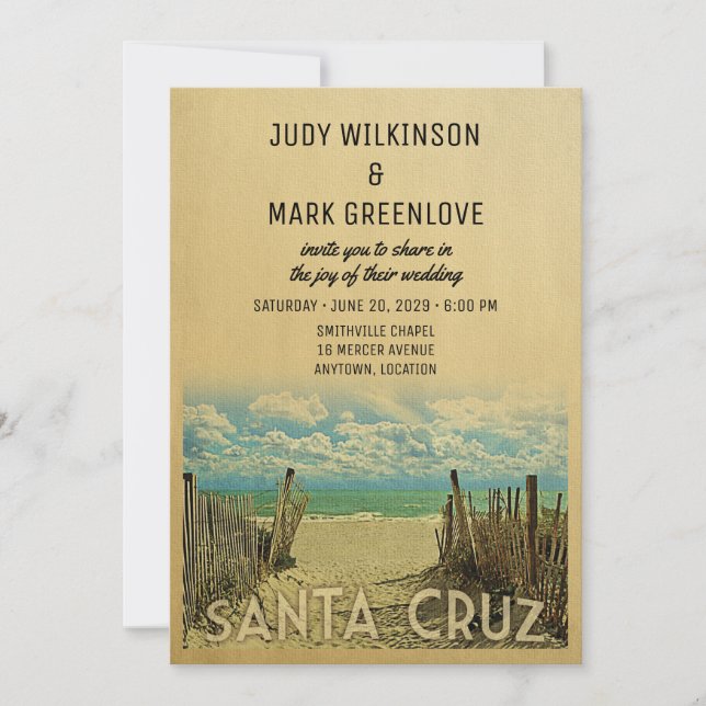 Père Noël Cruz Beach Vintage Wedding Invitation (Devant)
