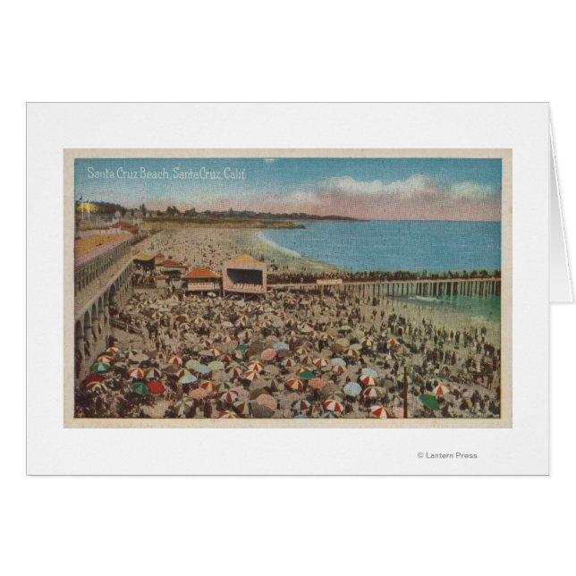 Père Noël Cruz, CA - Scène de plage pleine de gens (Devant horizontal)
