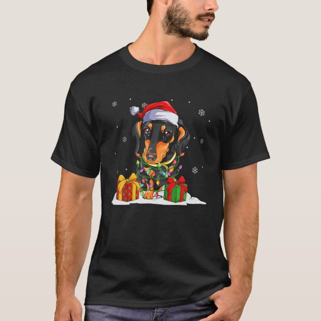 père Noël Dachshund lumières de Noël Sweat Chien d (Devant)