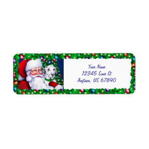 Père Noël Dalmatien aux Étiquettes de Noël