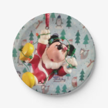 Père Noël Danny Duck. Assiettes en papier