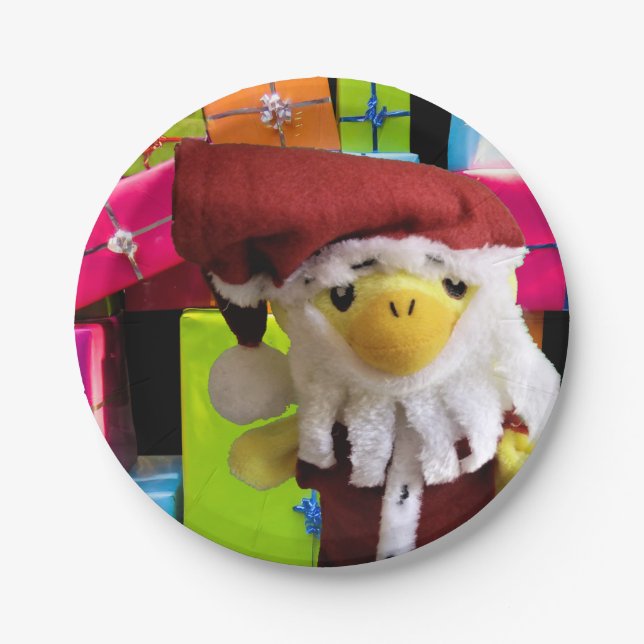 Père Noël Danny Duck.   Assiettes en papier (Devant)