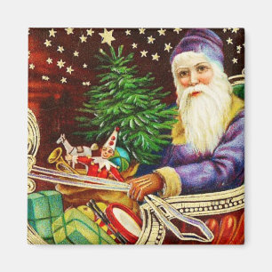 Père Noël dans Sleigh Magnet Vintage