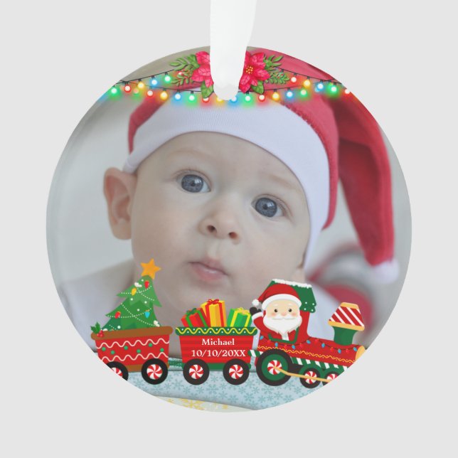 Père Noël dans un train avec des cadeaux et un sap (devant)