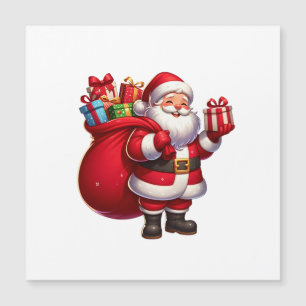 Père Noël de dessin animé joyeux tenant un cadeau