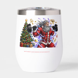 Père Noël de gym drôle soulevant des poids à Noël