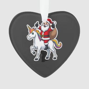 Père Noël de Noël à cheval sur une licorne - Fille