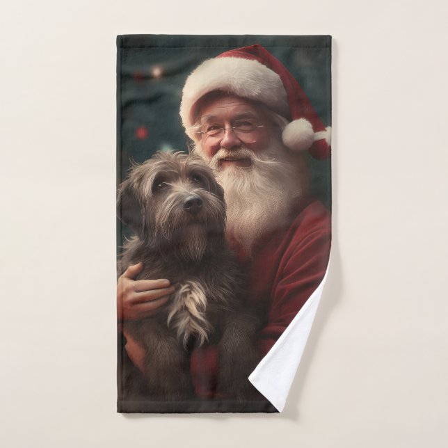 Père Noël de Noël Griffon à poil dur (Serviette à main)