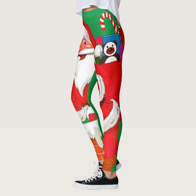 Père Noël de Noël Leggings Verts (Gauche)