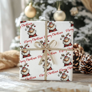 Père Noël drôle et excentrique Papier cadeau dessi