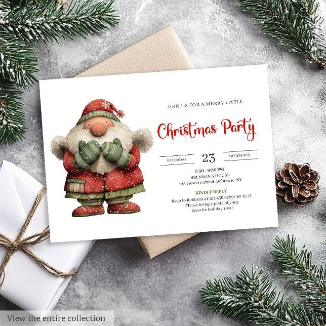 Père Noël drôle et ludique, invitation numérique d (Funny Santa Claus Playful Editable Digital Party Invite

)