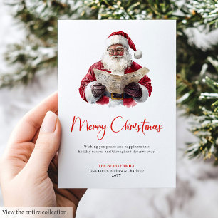 Père Noël élégant Carte aquarelle simple tendance
