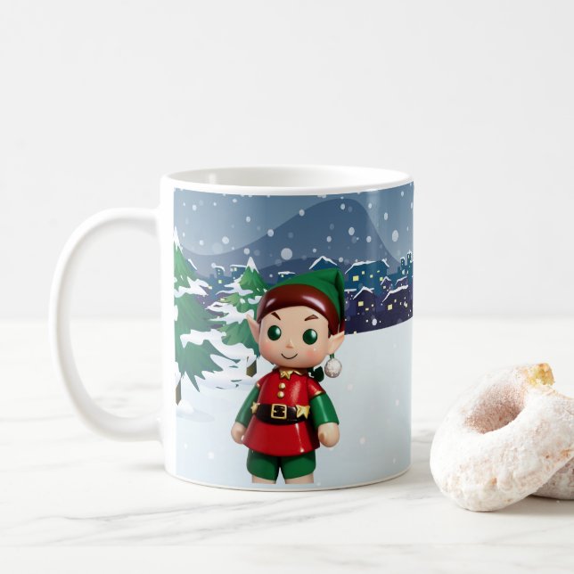 Père Noël Elf Christmas Mug (Avec donut)