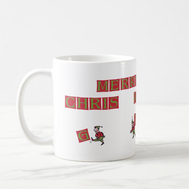 Père Noël Elves Typo tasse à café à droite (Gauche)