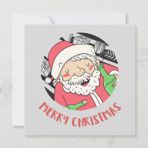 Père Noël éméché – Carte de vœux Joyeux Noël