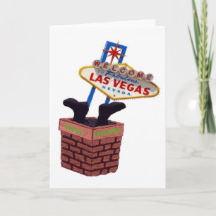 Père Noël en bas carte de Noël de Las Vegas de