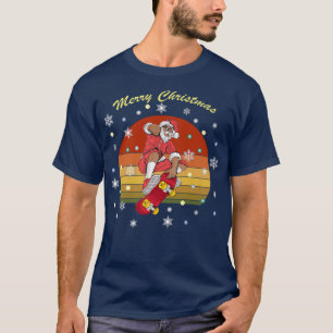 Père Noël en noir avec t-shirt skateboard, christm