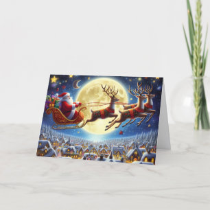 Père Noël en traîneau Carte de vacances