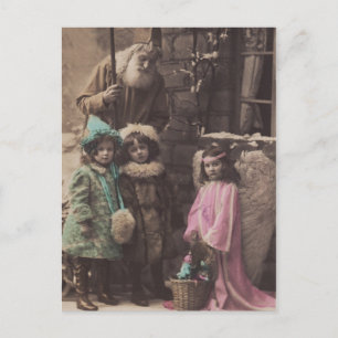 Père Noël, Enfants, Carte postale de Noël Ange vin