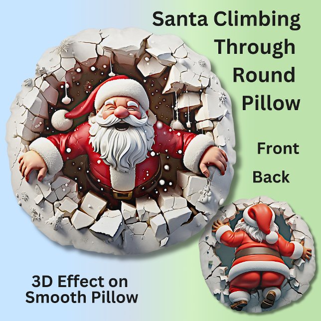 Père Noël Escalade à travers l'effet 3D Coussin bl (Créateur téléchargé)