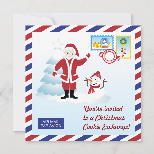 Père Noël et bonhomme de neige Invitation de l'éch (Devant)