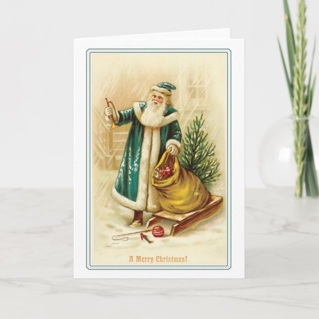 Père Noël et cadeaux - carte de noël (Devant)