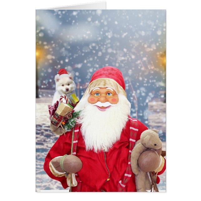 Père Noël et cadeaux de Noël Chien Esquimau Améric (Devant)