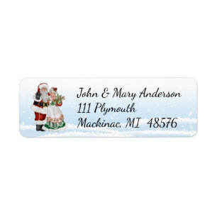Père Noël et étiquette de adresse de Mme Claus