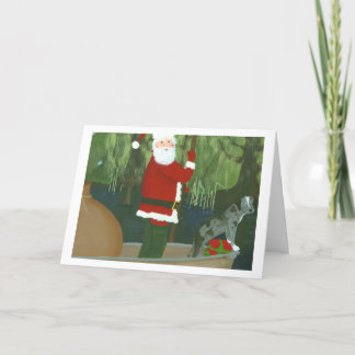 Père Noël et Houla en pirogue Carte de Noël