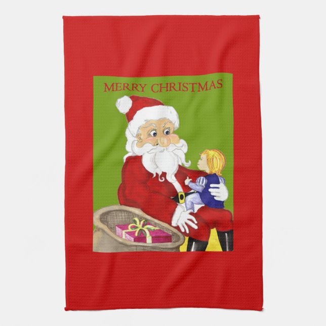 Père Noël et Jours fériés de Noël serviette de cui (Vertical)