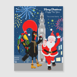 Père Noël et le coq toast à la carte du Nouvel An