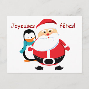 Père Noël et Manchot Santa Claus cartes postales