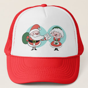 Père Noël et Mme Claus casquettes