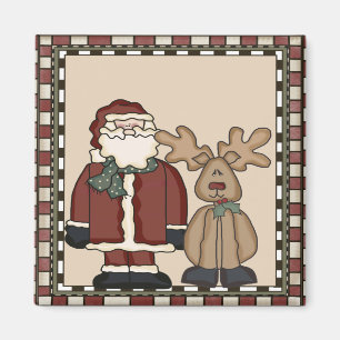 Père Noël et Reindeer Christmas Magnet