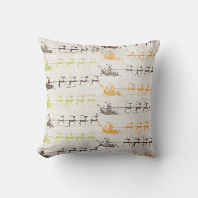 Père Noël et Reindeer Coussin de vacances Vintage (Recto)