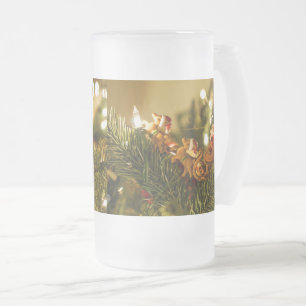 Père Noël Et Reindeer Frosted Glass Beer Mug