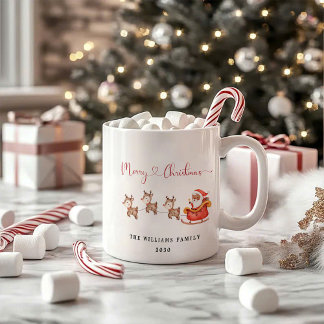 Père Noël et rennes | Mug café de Noël