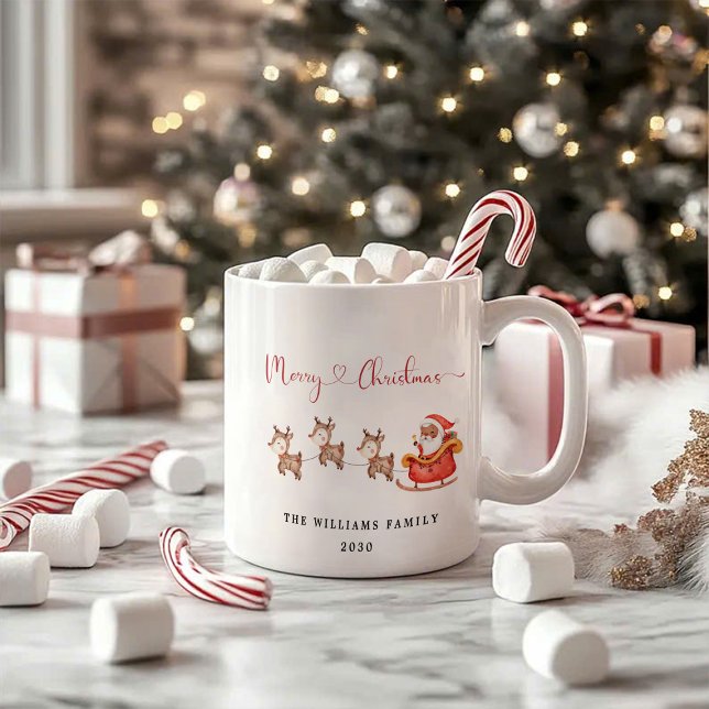 Père Noël et rennes | Mug café de Noël (Créateur téléchargé)