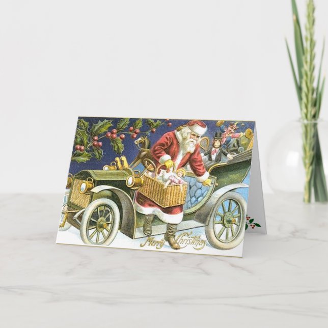 Père Noël et sa carte de Noël de voiture (Devant)