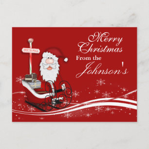 Père Noël et sa carte de voeux de Noël Sleigh